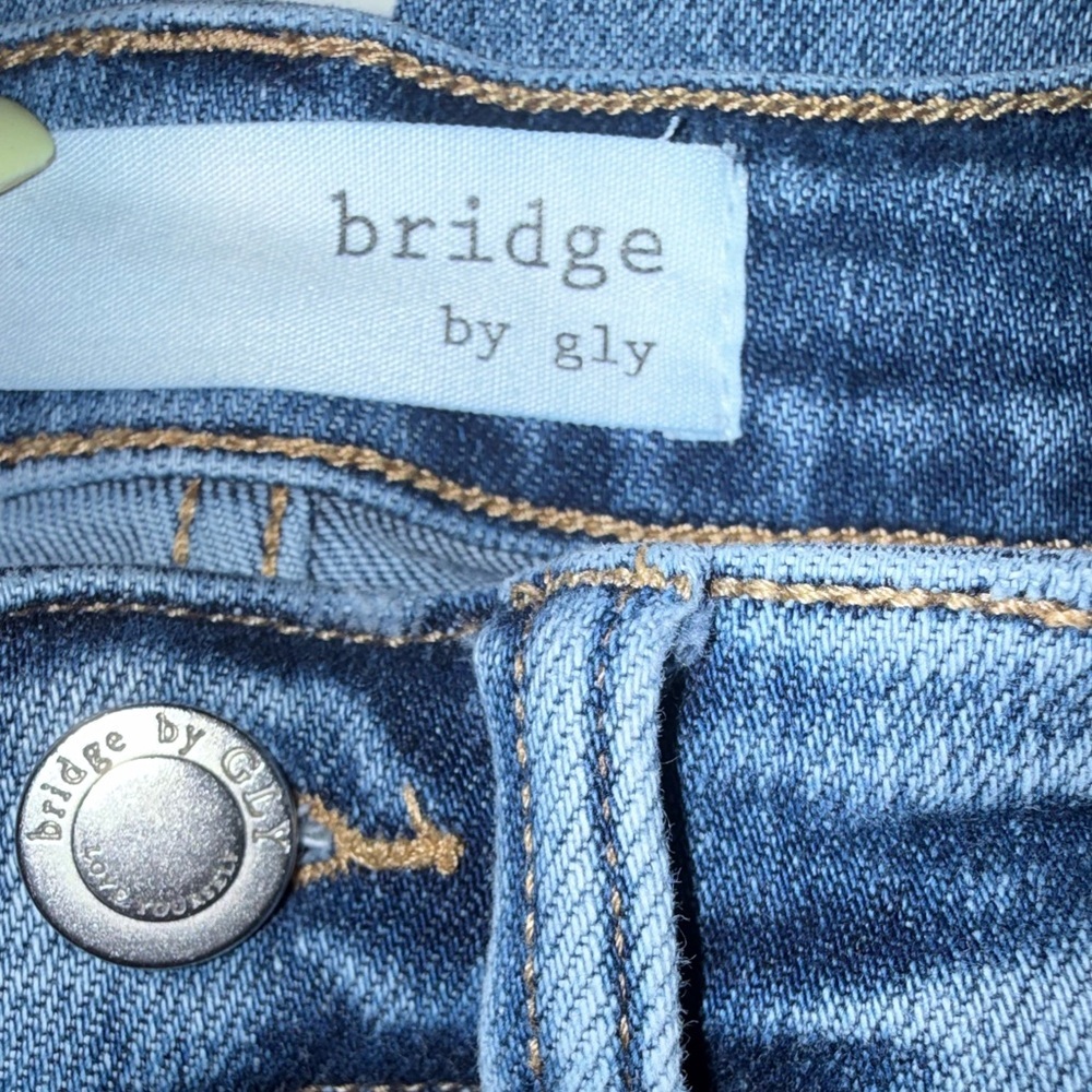 Bridge by GLY Elliott High Rise Skinny Jeans chewed hem Distressed Size 24 - Picture 7 of 8